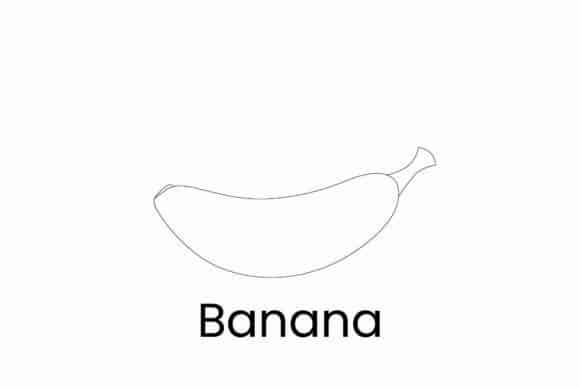 14 banana simples para colorir Creative Fabrica