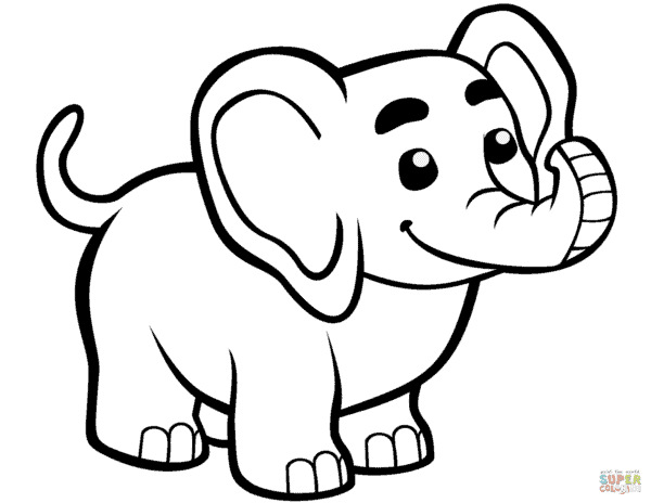 26 elefante pequeno para pintar Super Coloring