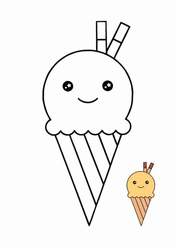 35 desenho fofo e simples de sorvete para colorir Pinterest