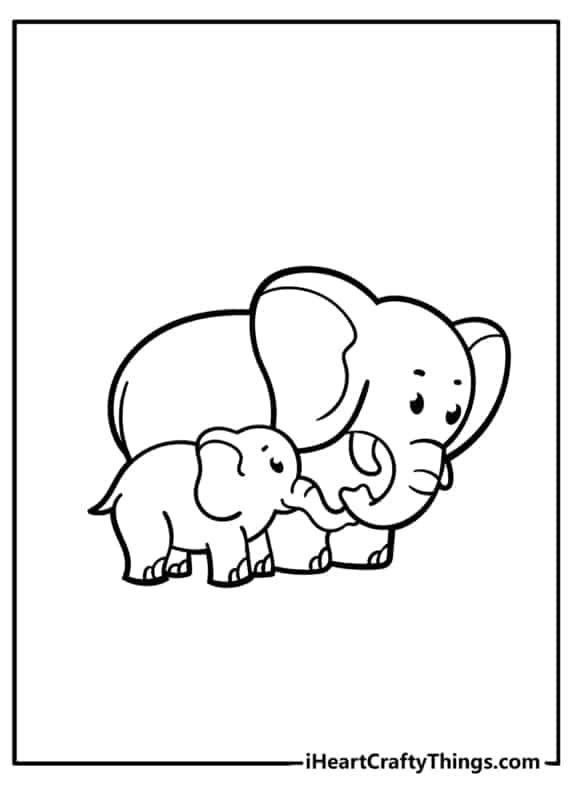 37 mae e filhote de elefante para colorir I Heart Crafty Things