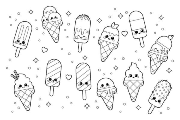 45 sorvetes fofos para colorir Coloring Pages