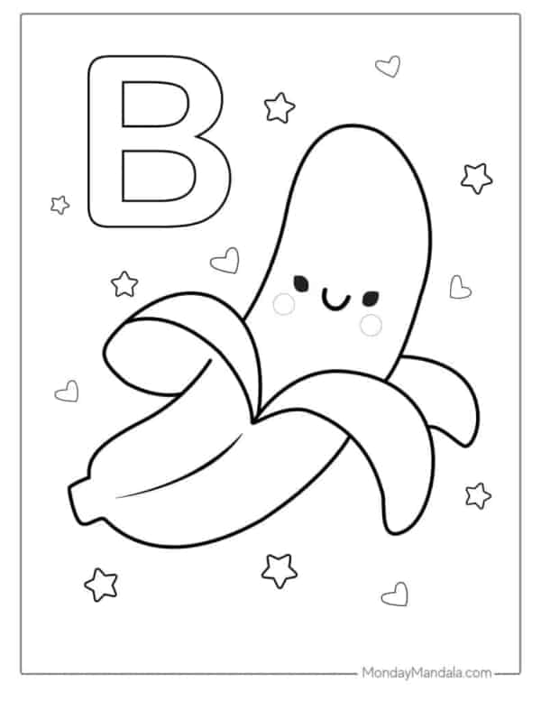 B é para banana para colorir