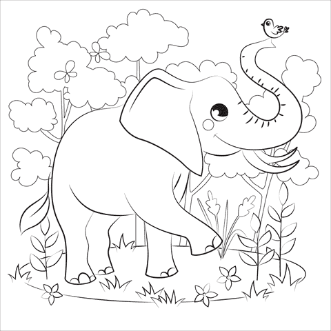 48 desenho fofo de elefante Super Coloring