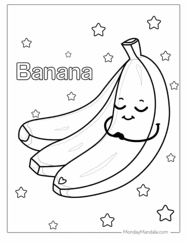 Desenho de Banana feliz para Colorir - Colorir.com