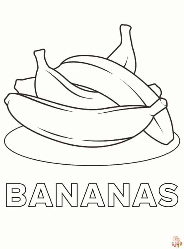 7 bananas simples para colorir Coloring pages