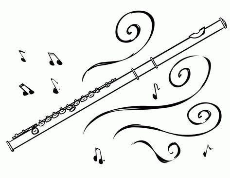 flauta com notas musicais