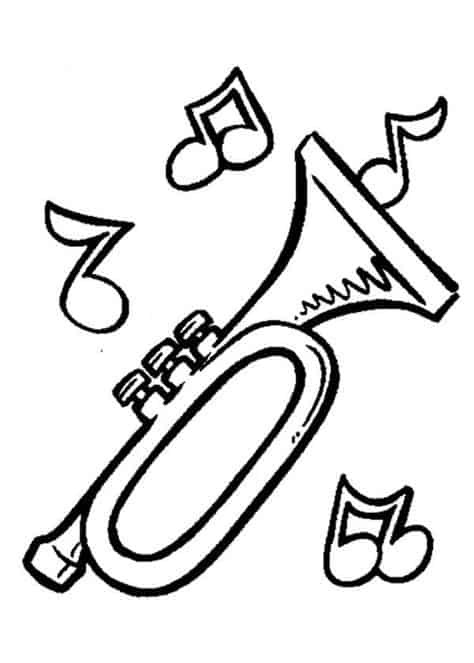 trompete com notas musicais