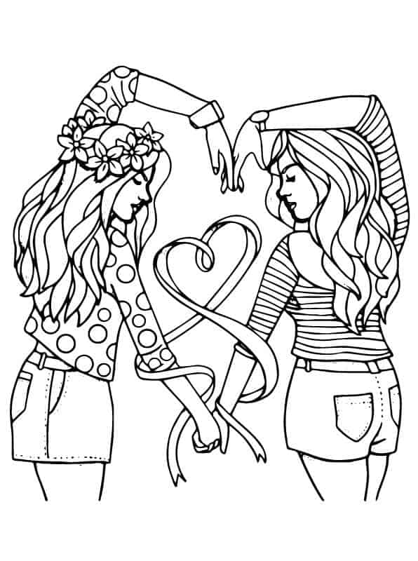 Desenhos Kawaii de Melhores Amigas Tumblr para colorir, imprimir