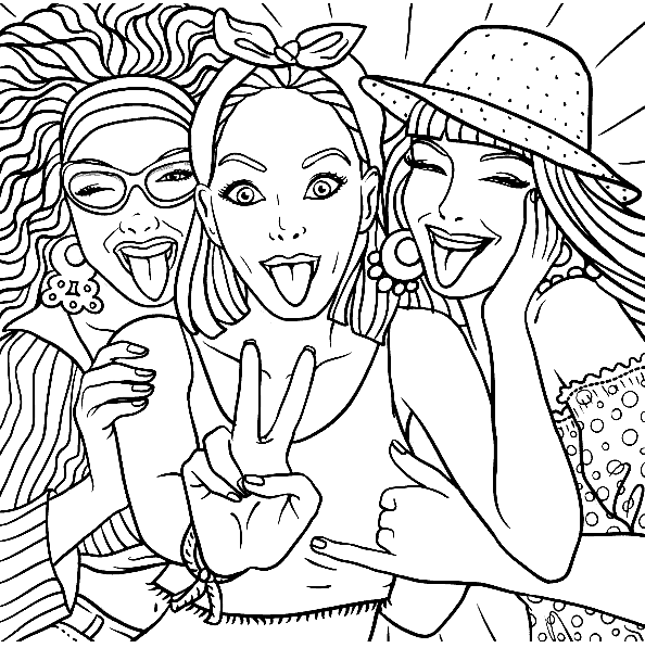 Desenhos de Melhores Amigas 12 para Colorir e Imprimir 