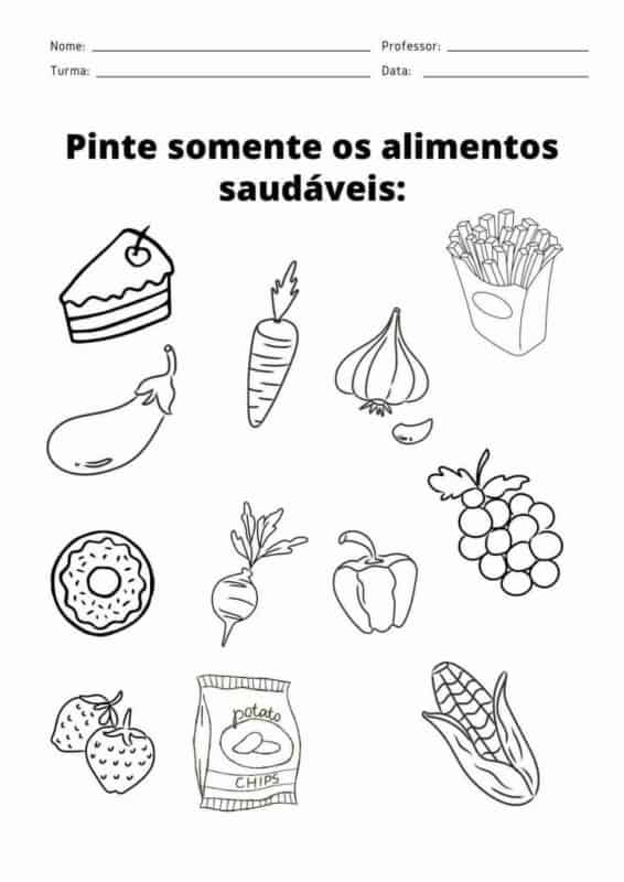 4 atividade simples sobre alimentos saudaveis Pinterest