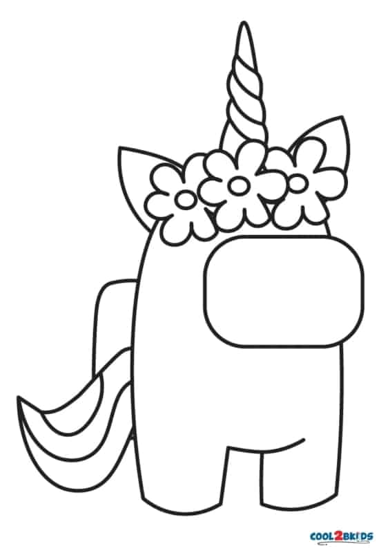 7 desenho among us unicornio para colorir Cool2bKids