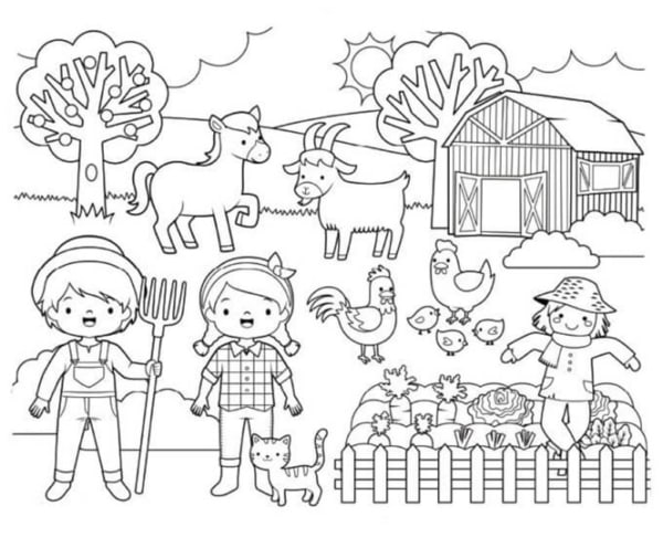 Desenho para colorir do trator · Creative Fabrica