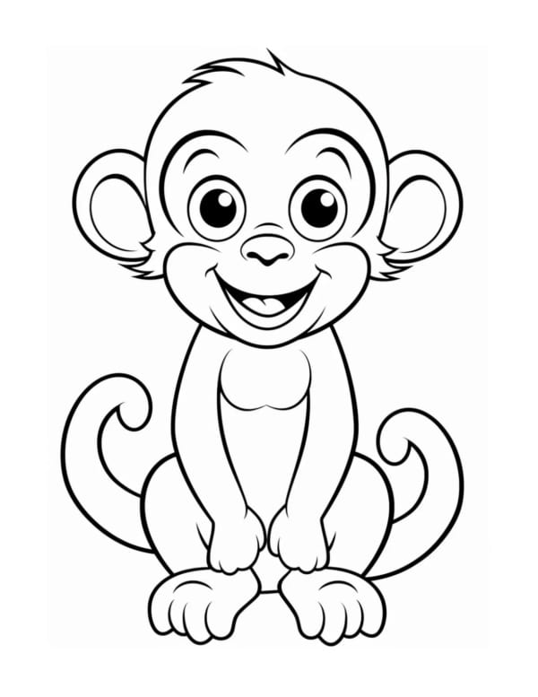 Imagem de macaco para descarregar e colorir - Macacos - Just Color