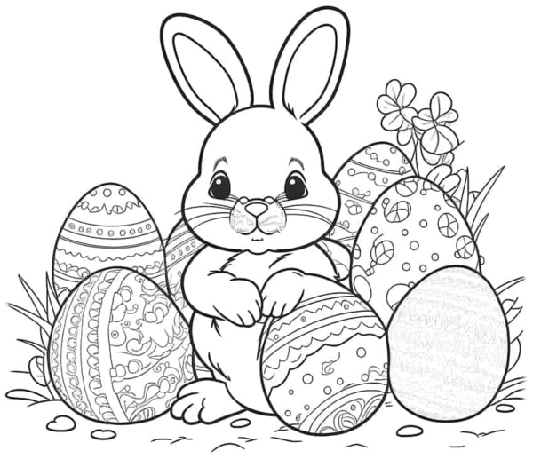 21 coelho pascoa com ovos para colorir Art in Context