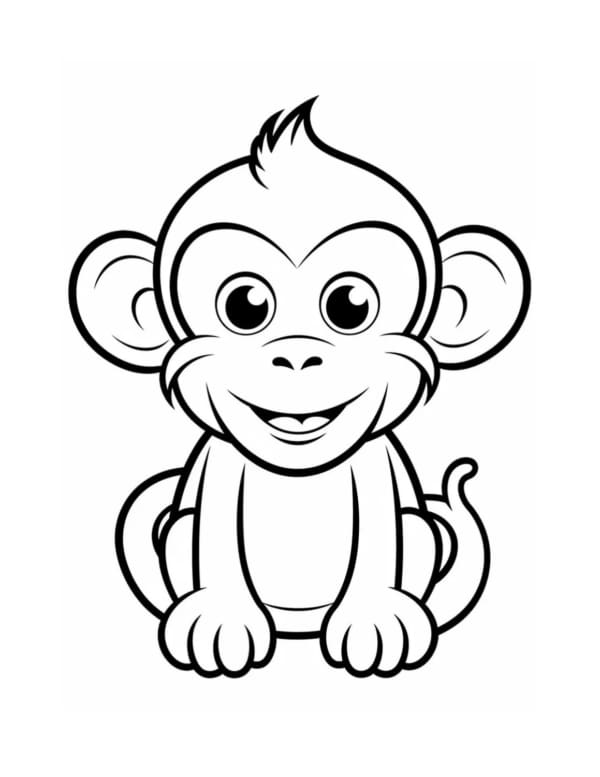 Desenho para colorir de um macaco fofo · Creative Fabrica