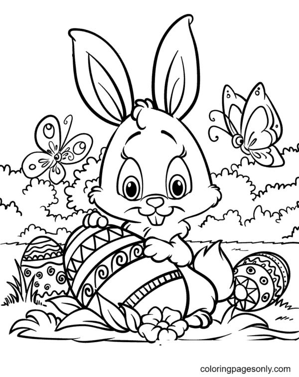 29 atividade de colorir coelho pascoa com ovo Coloring Pages For Kids And Adults