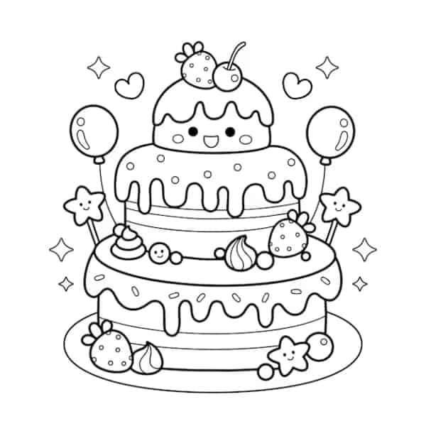 31 desenhos de bolos para colorir