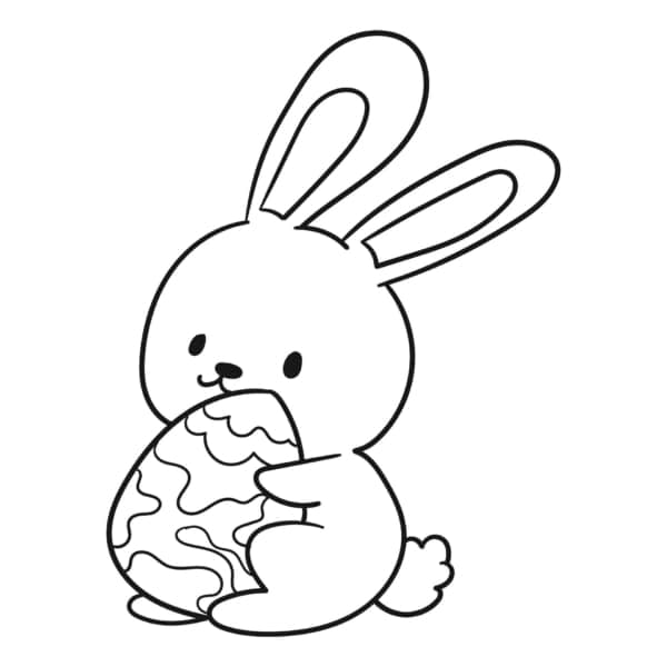 32 desenho simples coelho com ovo para colorir Printablee