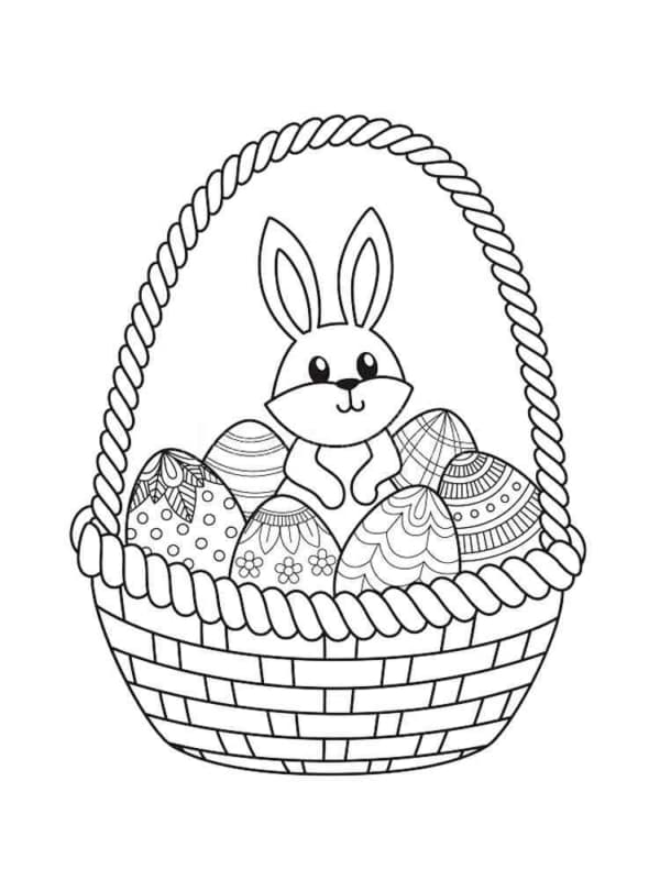 34 coelhinho em cesta de ovos para colorir My coloring pages