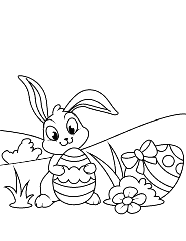 43 desenho de coelho com ovos de pascoa Super Coloring
