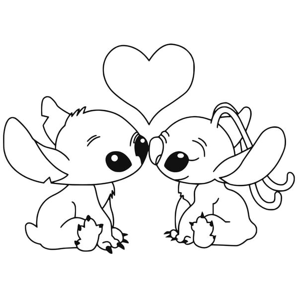 Desenhos para Colorir de Stitch e Angel