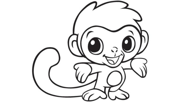 Desenho para colorir macaco · Creative Fabrica