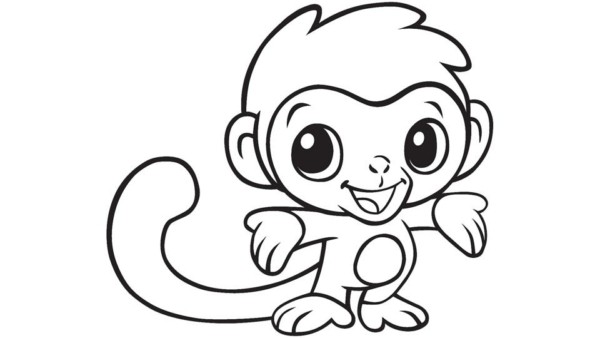 Desenho para colorir Macaco preto e branco · Creative Fabrica