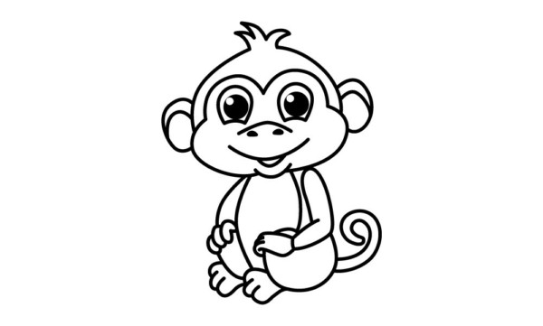 Desenho para colorir macaco · Creative Fabrica, macaco desenho facil