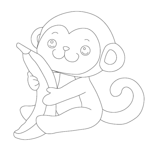 Desenho para colorir Macaco mostrando sua bunda · Creative Fabrica