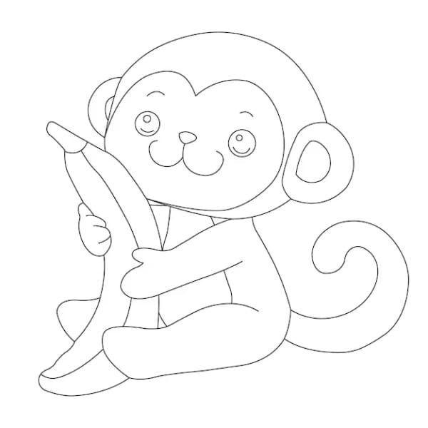 Desenho para colorir macaco · Creative Fabrica