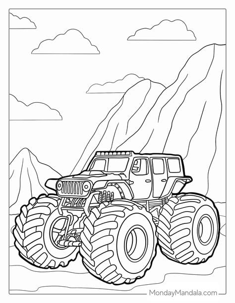 Monster Truck para colorir 23  Carro monstro, Monster truck, Caminhões  monstro