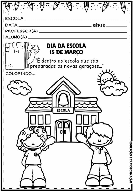 Atividade para colorir - Dia da Escola